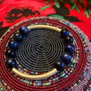 THREE STONE BEAD BRACELETS STRETCH GREAT CONDITION